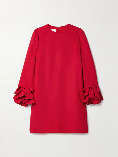 Valentino Garavani Ruffled wool and silk-blend crepe mini dress at Collagerie