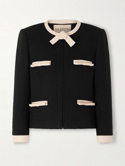 Valentino Garavani Bow-detailed wool-blend tweed jacket at Collagerie