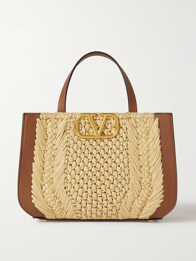 Valentino Garavani Faux raffia and textured-leather tote at Collagerie