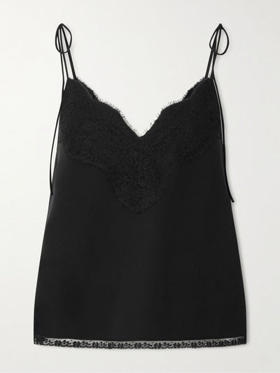 Valentino Garavani Floral lace-trimmed silk crepe de chine camisole at Collagerie