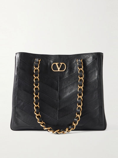 Valentino Garavani Jean chain-detailed paneled leather tote at Collagerie