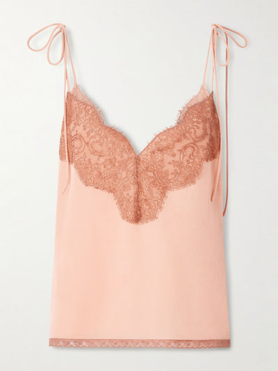Valentino Garavani Lace-trimmed silk crepe de chine camisole at Collagerie