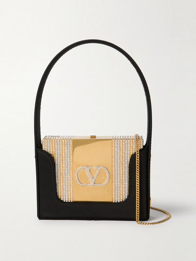 Valentino Garavani Minaudiere mini embellished satin-trimmed gold-tone bag at Collagerie