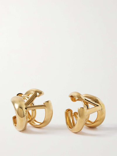 Valentino Garavani VLOGO gold-tone hoop earrings at Collagerie