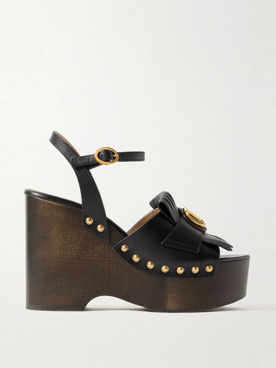 Valentino Garavani VLogo studded platform wedge sandals at Collagerie