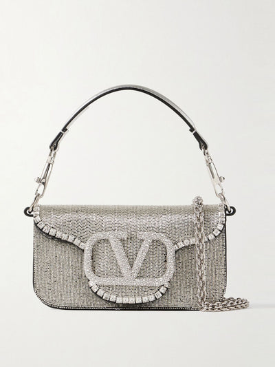 Valentino Garavani Locò VLOGO small embellished leather shoulder bag at Collagerie