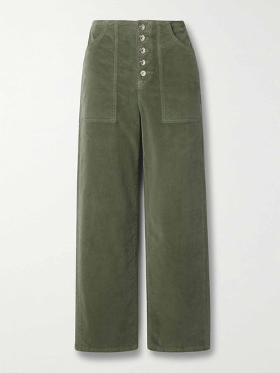 Veronica Beard Khaki cotton-corduroy wid-leg pants at Collagerie