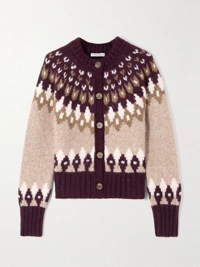 Veronica Beard Christina Fair Isle alpaca-blend cardigan at Collagerie