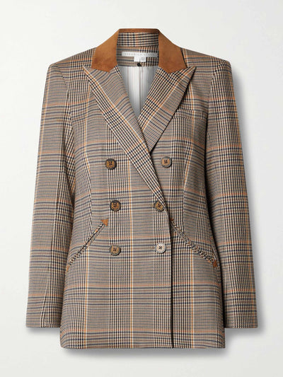 Veronica Beard Double-breasted houndstooth blazer at Collagerie