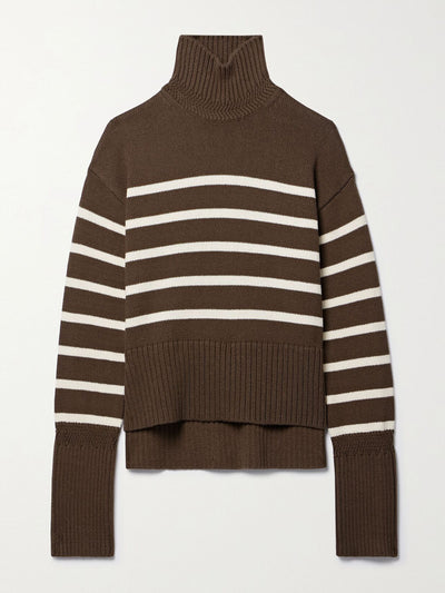 Veronica Beard Lancetti striped cotton turtleneck sweater at Collagerie