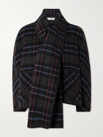 Veronica Beard Martine scarf-detailed checked wool-blend jacket at Collagerie
