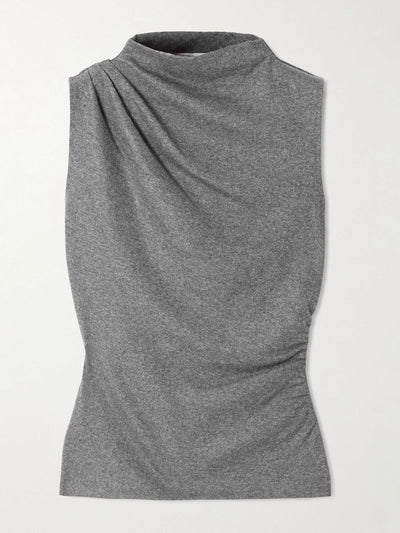 Veronica Beard Mylie ruched knitted turtleneck tank at Collagerie