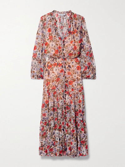 Veronica Beard Zovich tiered floral-print georgette midi dress at Collagerie