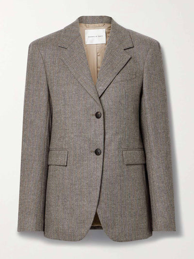 Veronica De Piante Enrico herringbone pinstriped wool and cashmere-blend blazer at Collagerie