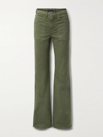 Veronica Beard Army Green cotton-blend twill wide-leg pants at Collagerie