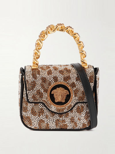 Versace Crystal-embellished leather shoulder bag at Collagerie