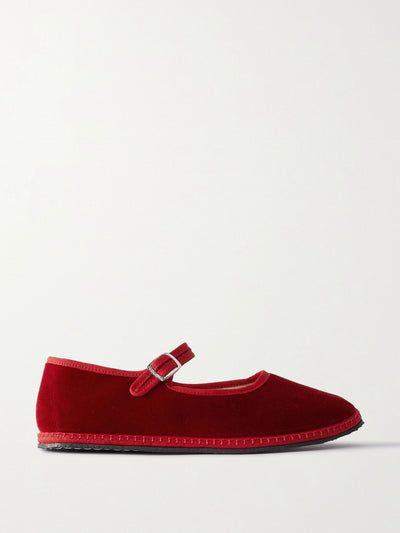 Vibi Venezia Red velvet mary jane slippers at Collagerie