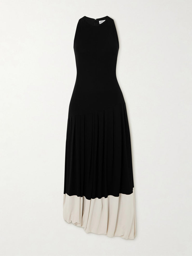 Asymmetric two-tone gathered stretch-jersey midi dress Clothing Victoria Beckham    - Collagerie