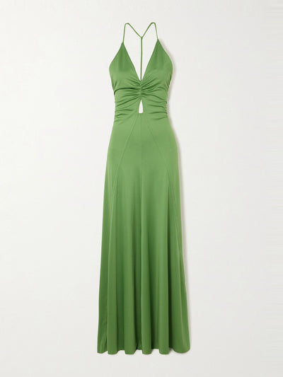 Victoria Beckham Cutout ruched stretch-satin gown at Collagerie