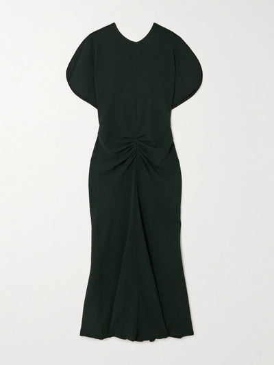 Victoria Beckham Gathered crepe midi dress at Collagerie