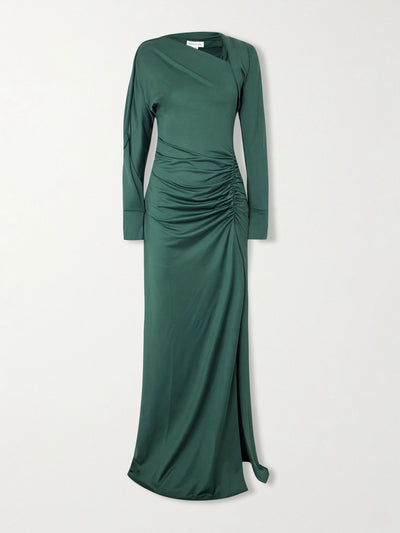 Victoria Beckham Gathered stretch-jersey maxi dress at Collagerie