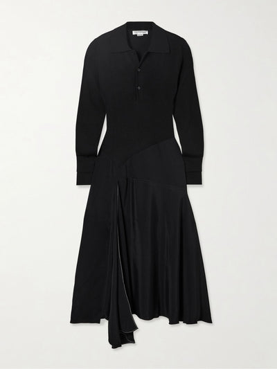 Victoria Beckham Henley asymmetric paneled wool and jersey dress at Collagerie