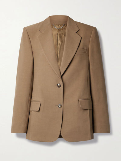 Victoria Beckham Tan layered crepe blazer at Collagerie