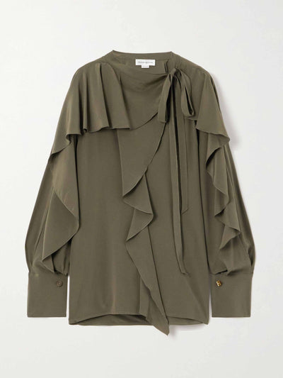 Victoria Beckham Romantic tie detailed silk crepe de chine blouse at Collagerie