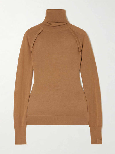 Victoria Beckham Layered merino wool turtleneck top at Collagerie