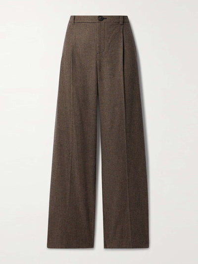 Vince Houndstooth pleated woven wide-leg pants at Collagerie