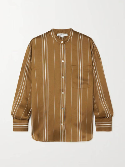 Vince Striped silk-satin shirt at Collagerie