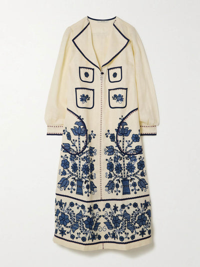 Vita Kin Sasha embroidered linen midi shirt dress at Collagerie