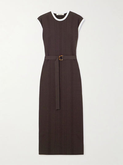 Wales Bonner Rhyme belted pointelle-knit midi dress at Collagerie