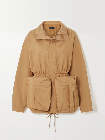 wardrobe.nyc Tan gathered shell parka at Collagerie