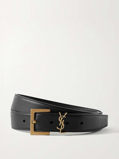 Saint Laurent Cassandre embellished leather belt at Collagerie