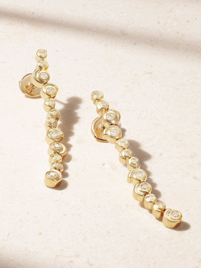 Yvonne Léon Longue Escargot 9kt gold diamond earrings at Collagerie