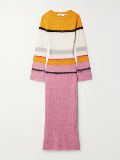 zankov Striped brushed knitted maxi dress at Collagerie