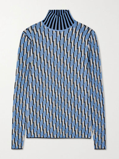 Zankov Blue merino wool-jacquard turtleneck sweater at Collagerie