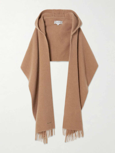 Max Mara Zena fringed embroidered cashmere and wool-blend scarf at Collagerie