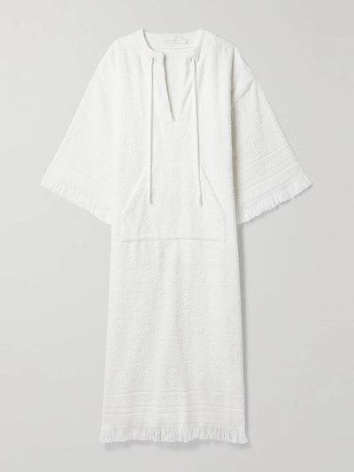 Zimmermann Alight fringed cotton-terry jacquard coverup at Collagerie