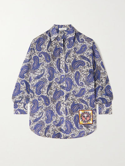 Zimmermann Navy paisley printed silk shirt at Collagerie