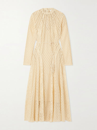 Zimmermann White tasseled lace midi dress at Collagerie