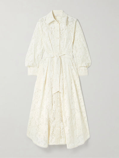 Zimmermann Dawning pleated corded lace midi dress at Collagerie