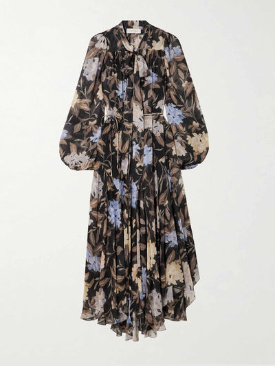 Zimmermann Eden Handkerchief belted floral-print crepe de chine midi dress at Collagerie