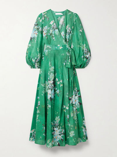 Zimmermann Everley floral-print cotton-voile midi wrap dress at Collagerie
