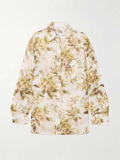 Zimmermann Golden floral-print ramie shirt at Collagerie