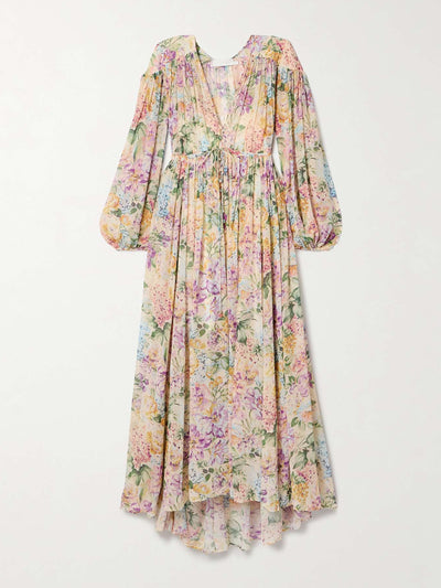 Zimmermann Halliday gathered floral-print silk-crepe maxi dress at Collagerie