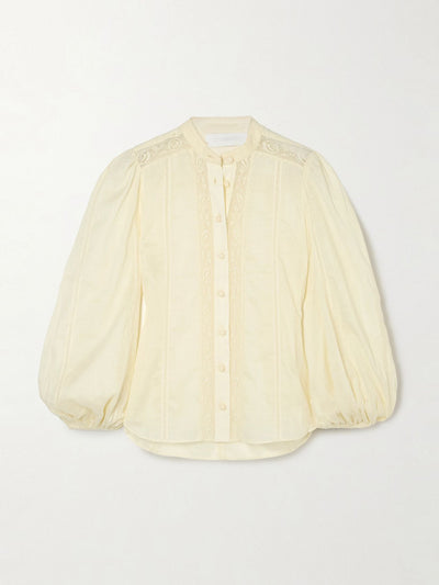 Zimmermann Halliday lace-trimmed cotton-voile shirt at Collagerie