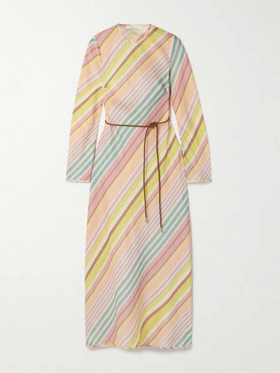 Zimmermann Halliday belted striped linen maxi dress at Collagerie