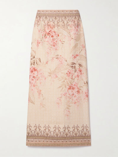 Zimmermann Illuminate printed linen maxi skirt at Collagerie
